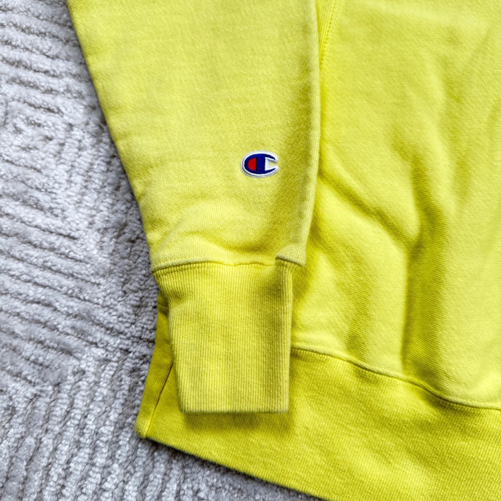 Champion Hoodie Men's S Reverse Weave Yellow Retro Graphic Sporty Street Wear - Picture 5 of 16
